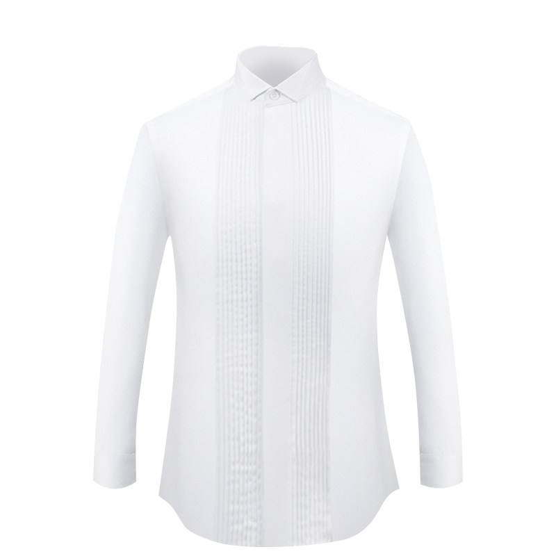 礼服衬衫男白色演出燕子翼领塔士多法式结婚婚礼男士领结新郎衬衣
