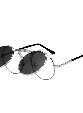 西与西里复古风哈雷硬核圆墨镜