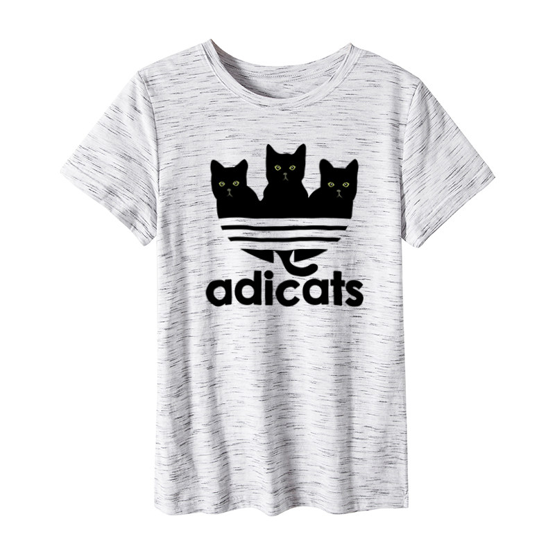 欧美女装adicats Women T-shirt 恶搞狗狗宽松大码纯棉短袖T恤女