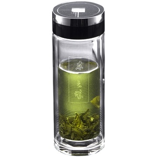 思宝玻璃杯东方之珠男女士双层隔热水杯商务便携茶杯泡茶水杯