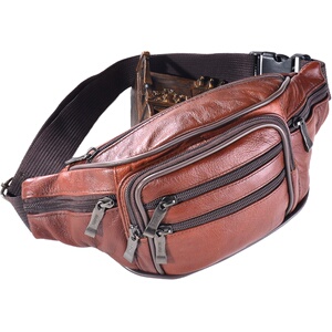 腰包女韩版潮2017新款 头层牛皮腰包女多功能收银包男士腰包胸包