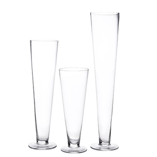 透明玻璃花瓶婚庆路引装饰酒店软装 羽毛桌花瓶花球锥形高脚杯