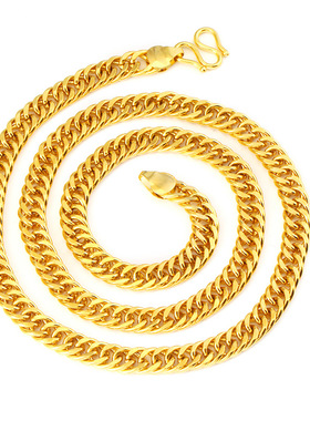 不掉色美来饰沙金马鞭链男生黄金