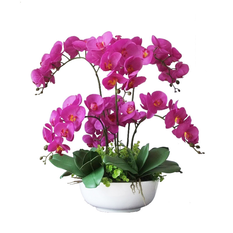 大盆紫色蝴蝶兰套装花卉盆栽绢花