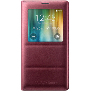 三星note4手机壳n9100智能开窗皮套9108v保护套n9109手机套炫彩插卡原装手机壳男女情侣款官方原装正品