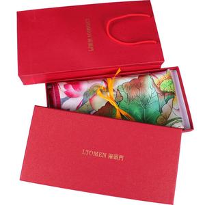 两头门 秋冬新款100%桑蚕丝70厘米小方巾女纯真丝丝巾围巾礼盒装