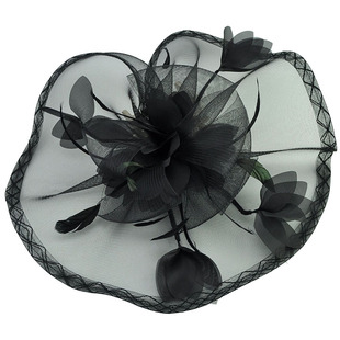 欧美舞台表演写真造型夸张头饰品超大赛马会走秀网纱花朵发饰发夹