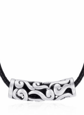 新款镂空男士情侣平安扣花筒足银