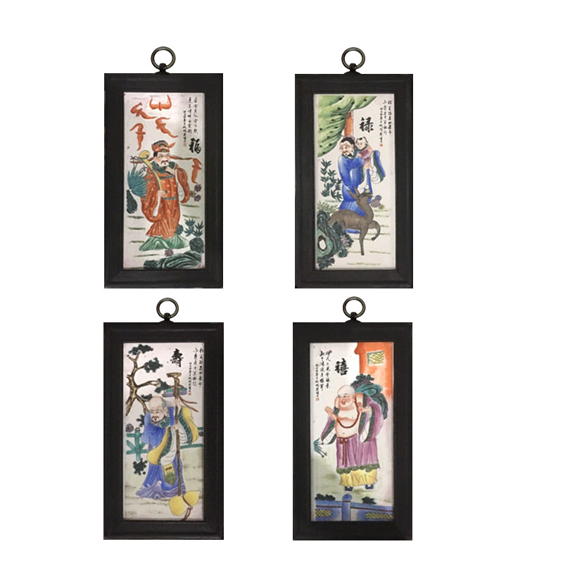 古玩做旧风实木框客厅装饰画