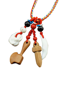 宝宝儿童压惊桃木剑斧头狗牙项链