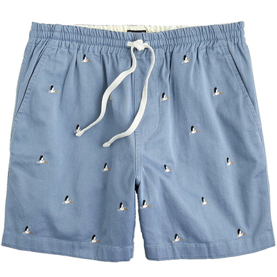 主线弹性抽绳刺绣健身裤休闲短裤