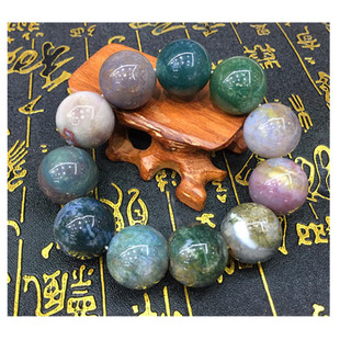 南京天然雨花石玛瑙手串水草花玛瑙手链水晶大颗20MM男礼品