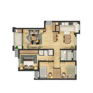 ps代画CAD户型彩色平图填色 室内平面图代做绘制房地产户型图渲染