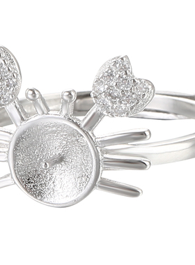 diy纯银珍珠巨蟹座蜜蜡戒指空托