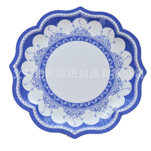 新款花瓣花边异形纸盘一次性纸盘餐具婚礼生日聚会派对用品