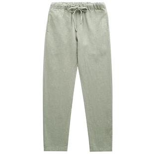 楠唐装男中国风苎麻休闲裤纯亚麻裤子春季宽松男中年全麻长裤玄清