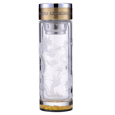 外童双层玻璃杯水晶杯雕刻中秋节