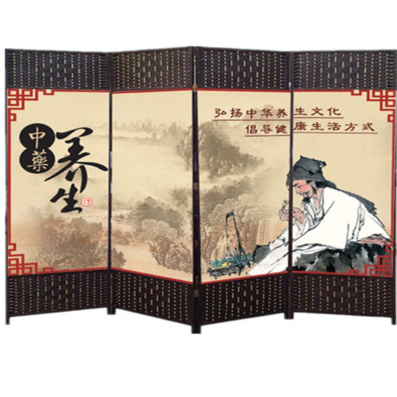 包邮移动布艺实木屏风现代中式