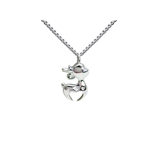 香港正生银饰小鹿项链S925女锁骨链一路有你吊坠清新可爱饰品礼物