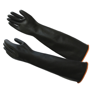 北塔耐酸碱工业手套牛筋橡胶手套加长加厚黑色乳胶防水手套包邮