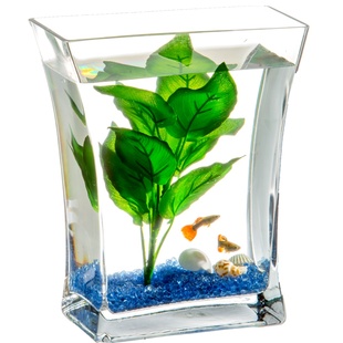 创意玻璃鱼缸斧头缸桌面小型水族箱金鱼缸造景套餐办公室客厅摆件
