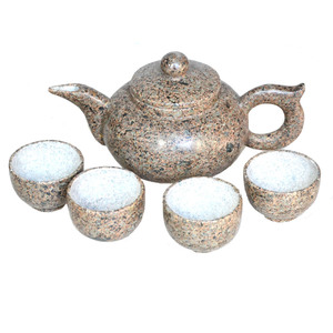 内蒙古中华麦饭石茶壶 一体功夫茶壶茶具带4杯子 手工泡茶壶 整套