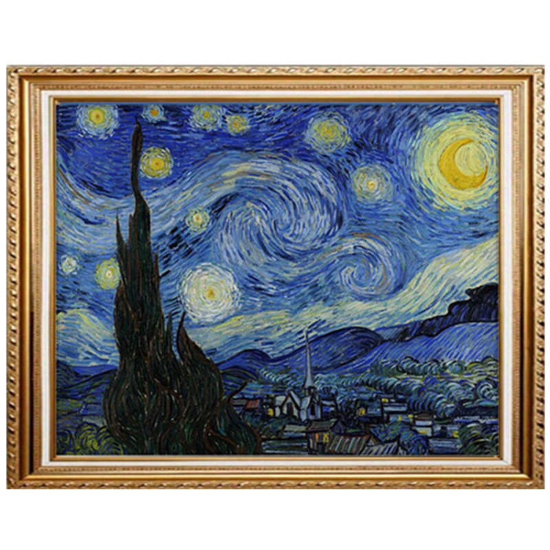 欧式油画风景钻石绣梵高星空新款
