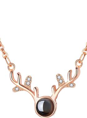 有你玫瑰金吊坠恶魔之眼网红项链