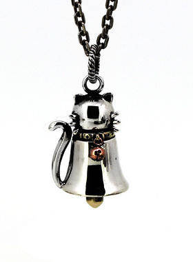 925银猫咪铃铛日韩风送女友吊坠