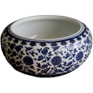 景德镇陶瓷器青花陶瓷笔洗/笔筒 可作鱼缸烟灰缸多功能摆件