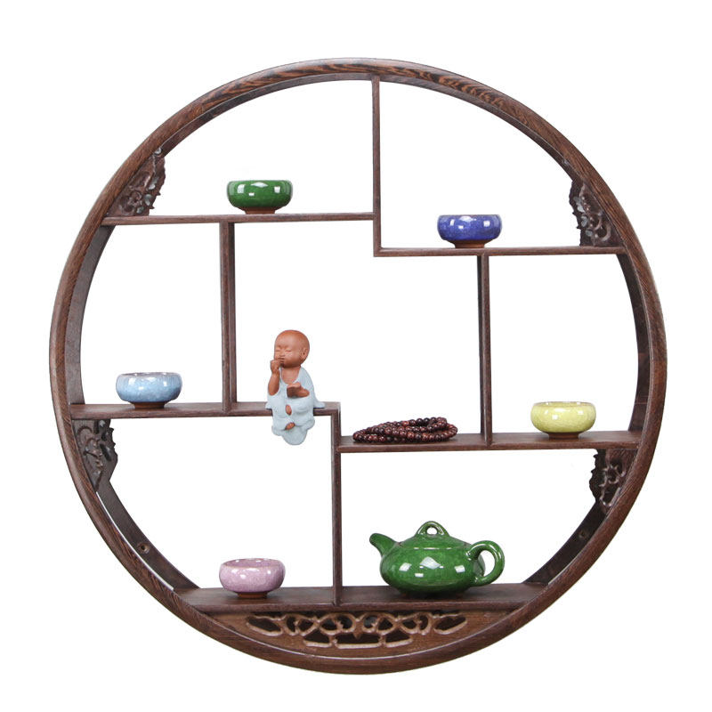 鸡翅木茶叶架子茶具架茶壶架小博古架实木壁挂墙上多宝阁茶道配件