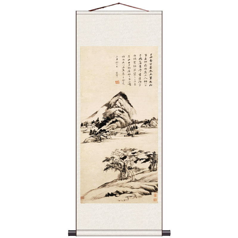 明代山水画名家字画董其昌国画条幅靠山卷轴画送客户礼品仿古山水