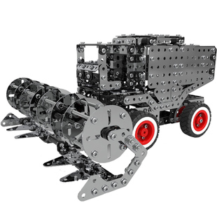 金属拼装儿童益智玩具 高难度农机收割机播种机拆装车8岁 9岁以上