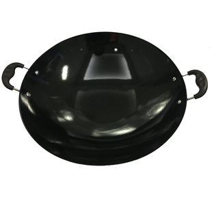 厨得乐上海福如炒锅双耳搪瓷炒菜锅无涂层不生锈精铁锅适用燃气灶