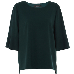 BALUODI芭罗蒂女装专柜春装时尚绿色圆领荷叶袖宽松百搭女上衣