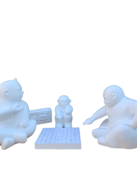 现货巧匠祖孙三代下棋人雕塑摆件现代中式酒店商场落地饰品摆设