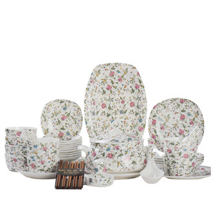 家用韩式日式品种全骨瓷餐具56头28头套碗盘套装送礼结婚稳居