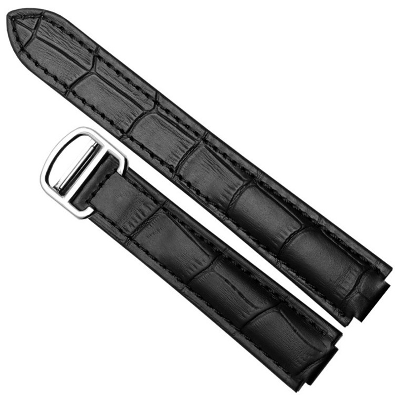 适配卡地亚表带真皮原装蓝气球表带男女款头层牛皮凹凸口折叠扣18