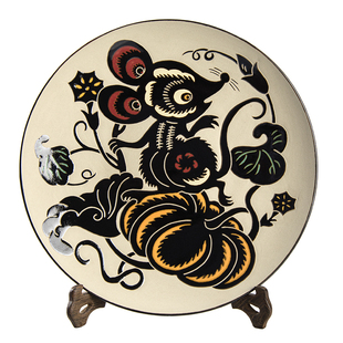 陶瓷装饰盘可挂墙上磁州窑瓷器家居摆件鼠年工艺品邯郸特色礼品