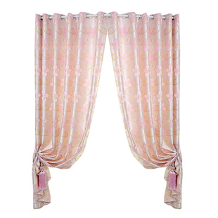 2024奢华现代大气简约北欧式粉色窗帘布奶油风客厅卧室定制做特价