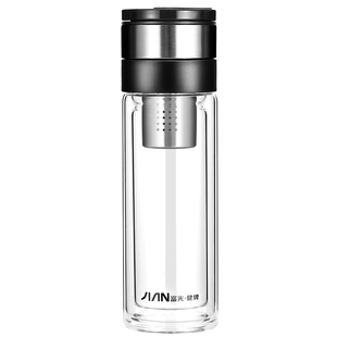 富光玻璃杯高档便携单层泡茶杯男耐高温水杯子大容量双层加厚透明