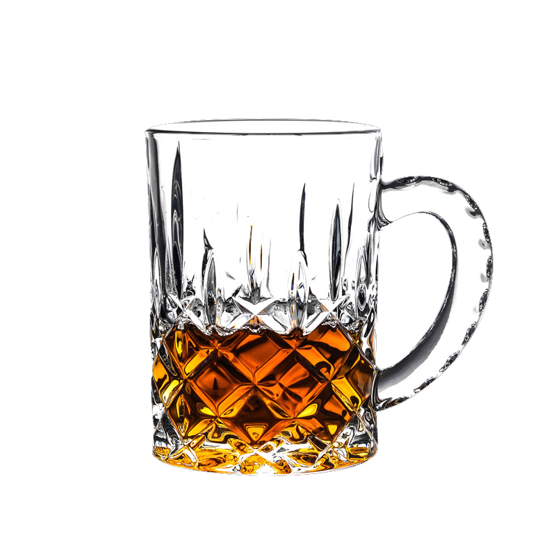 德国工艺水晶玻璃大号扎啤杯果汁杯耐热水杯办公杯茶杯带把啤酒杯