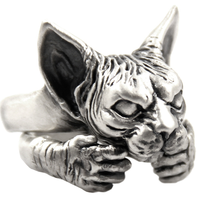 原创手工纯银猫爪戒指环镶嵌饰品