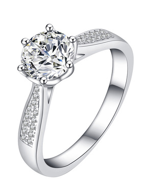 s925纯银闪亮锆石戒指时尚个性