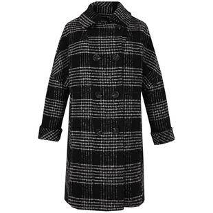 邢氏女装秋冬流行中长款中年大码气质羊毛呢子外套格子毛呢大衣女
