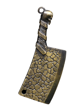 手工纯银黄铜纹理骷髅吊坠项链