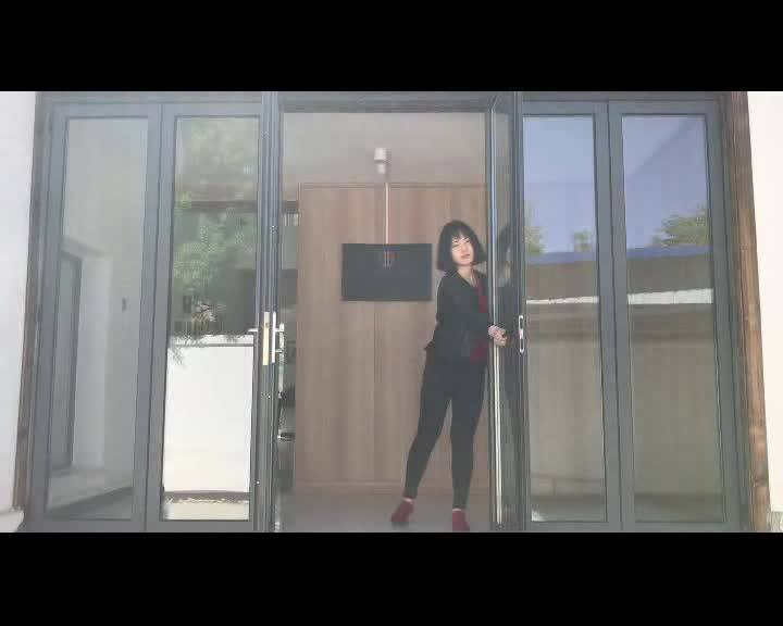 Curved Folding Door Commercial Room Dividers Double Glass Aluminum