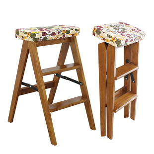 折叠凳实木折叠梯凳厨房凳子多功能便携木梯子折叠椅家用两用梯椅
