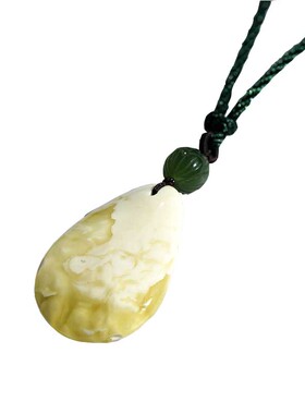 白花蜡真蜜蜡吊坠琥珀项链正品女