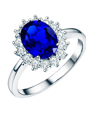 戴安娜王妃同款蓝宝石女ins戒指
